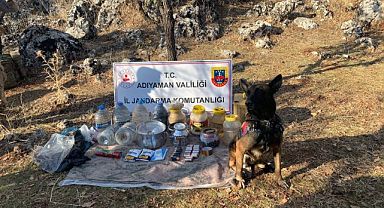 Adıyaman'da, PKK'lı teröristlere ait yaşam malzemesi ele geçirildi
