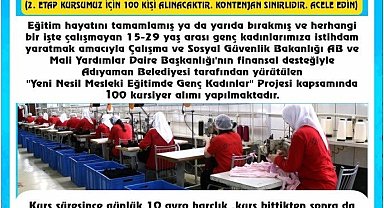 Genç kadınlara istihdam sağlanmaya devam ediliyor