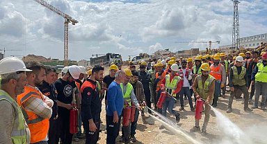 Şantiye çalışanlarına yangın ve acil durum eğitimi verildi
