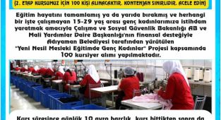 Adıyaman Belediyesi istihdam sağlamaya devam ediyor