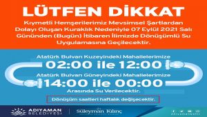 Adıyaman Belediyesi’nden 'Dönüşümlü Su' uyarısı