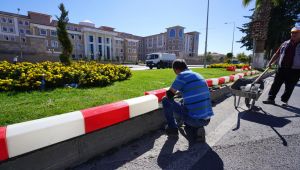 Adıyaman’da bordür taşları ışıklandırıldı