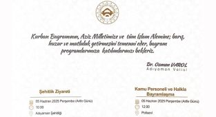 Adıyaman Valiliği Kurban Bayramı programını duyurdu