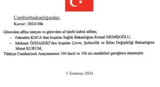 Bakanların ataması Resmi Gazete’de yayımlandı