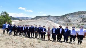 Bölge protokolü Çetintepe Barajı şantiyesinde inceleme yaptı