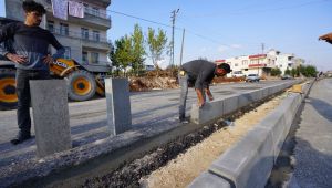 Millet Caddesi bağlantısında refüj çalışması
