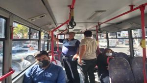 Zabıta ekiplerinden şehir içi minibüslere hijyen denetimi